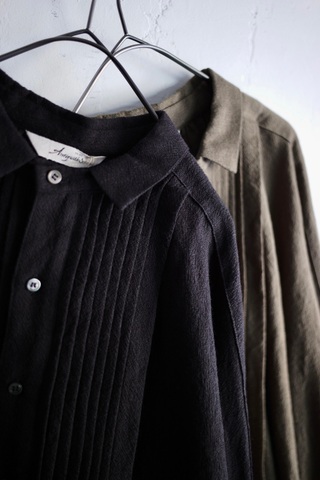 ラスト1点＊送料無料＊ICHI Antiquites  ウールリネンのタックプリーツシャツチュニック
