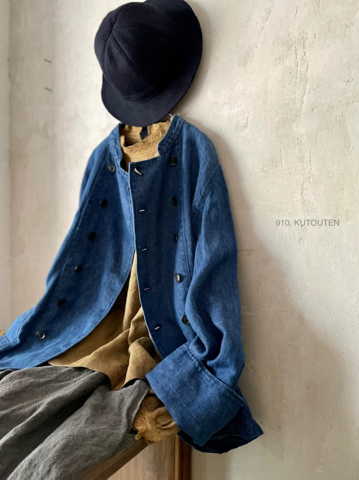 完売【 LIMITED COLLECTION 】Antiquités noir Linen Denimのパティシエジャケット