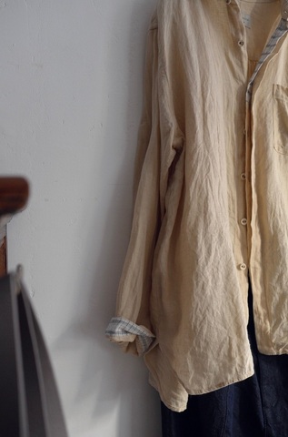 送料無料＊VlasBlomme Washed Linen × VB Archive ダブルスタンドカラーシャツ