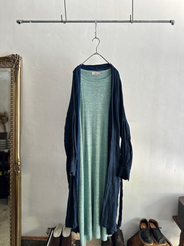 感謝価格＊ICHI Antiquites リネンニットのロングスリーブドレス