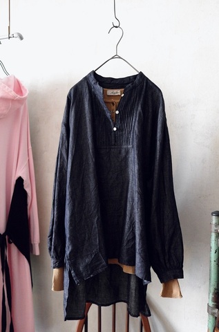 Laboratory  コットンリネンANTIQUE PIN TUCK PULL SHIRT