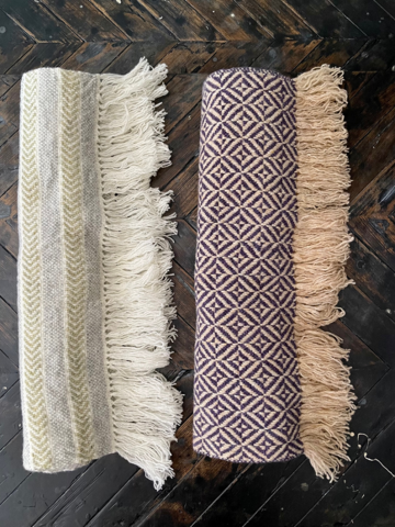 送料無料＊trois temps 手織りのウールブランケット