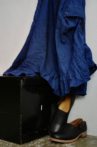 完売＊Vlas Blomme  Delft Blue Indigo ラッフルカーゴスカート