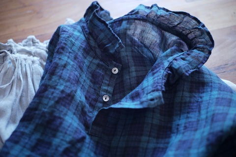 ラスト1点【LIMITED COLLECTION】Antiquites Noir LINEN GAUZE 2WAYフリルカラーブラウス