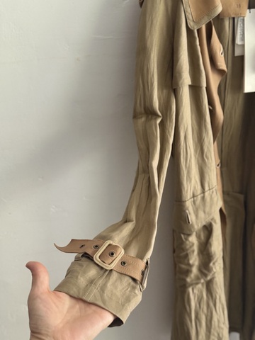 ラスト1PRICE＊Raw+ロウタス LINENSILK×LEATHER TRENCH COAT