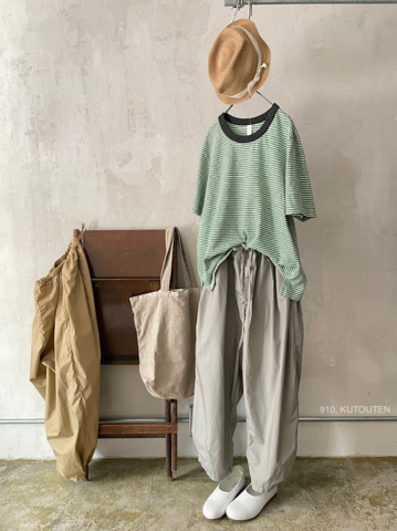 完売＊prit スーピマコットンタイプライターのサイドタックコクーンパンツ