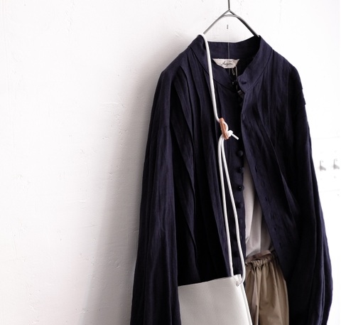 ラスト1点＊ICHI Antiquites  FRENCH LINEN タックプリーツシャツ