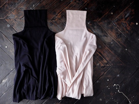 1dozen オーガニックコットンシフォンのハイネックロングスリーブ