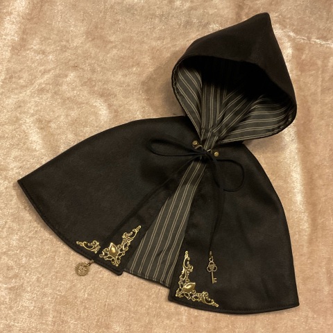 SD・DDフード付きケープ【ブラック】