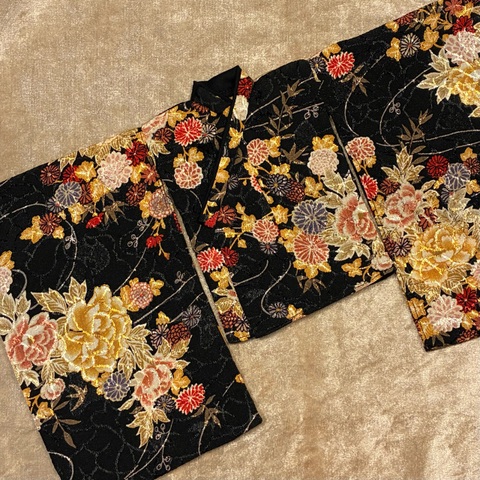 MDD・MSDフリー和装上衣【黒×牡丹・菊】