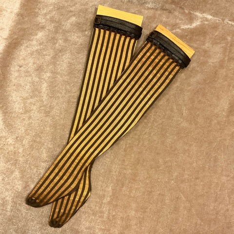 SD/SD13・DD シースルーオーバーニーソックス【オリーブグリーン×ブラウン】