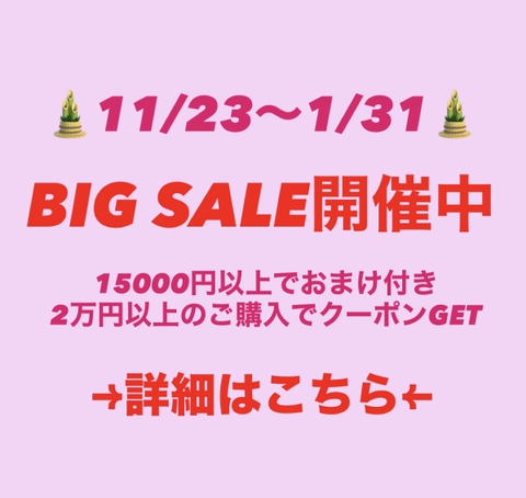 1/25まで年末年始BIG SALE開催！