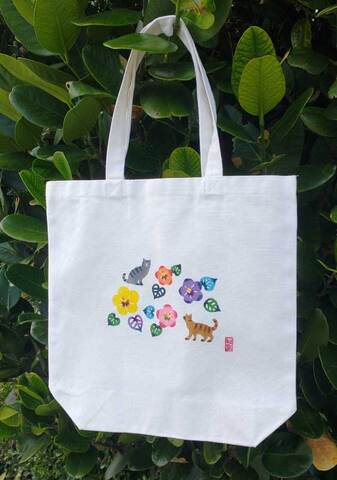【ネット販売限定】トートバッグ・ユウナの花と猫