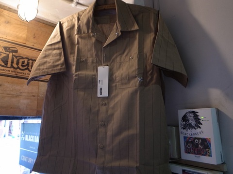 BLUCO(ブルコ)"STANDARD WORK SHIRT S/S"(BEIGE-STRIPE)