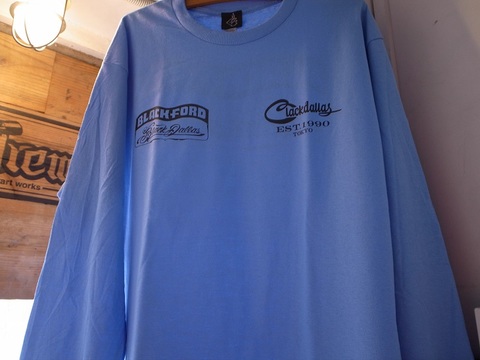 BLACKDALLAS/ブラックダラス"BLACKFORDxEST.1990"ロンT(Ash.GRAY/Lt.BLUE)五純/IZUMI