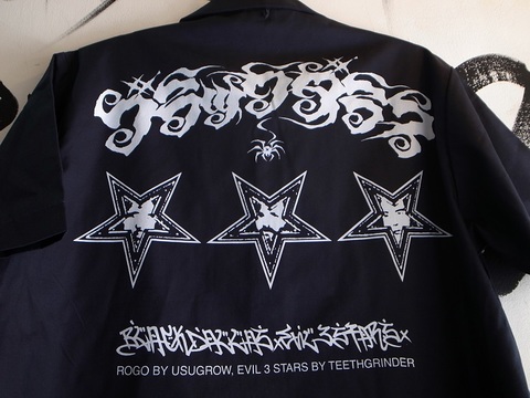 BLACKDALLAS/ブラックダラス"EVIL3STARS"(NAVY)半袖ワークシャツArtwork by USUGROW&TEETHGRINDER