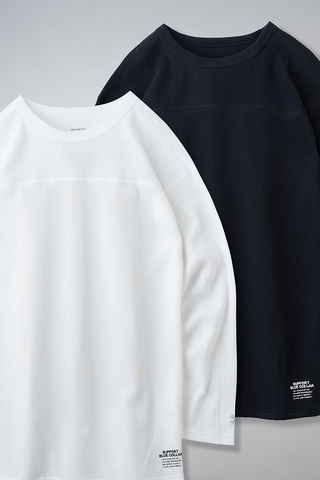 BLUCO/ブルコ"2PAC THERMAL SHIRTS-FOOTBALL"(IVORY.BLACK/BLACKxIVORY-RED.NAVYxBLACK)