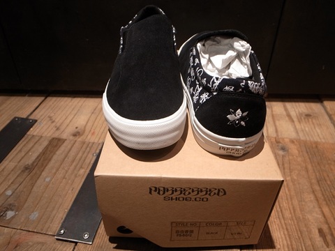 POSSESSED SHOE.CO/ポゼストシューズ"自由音頭"BLACK(SUEDExCANVAS)USUGROWスリッポン