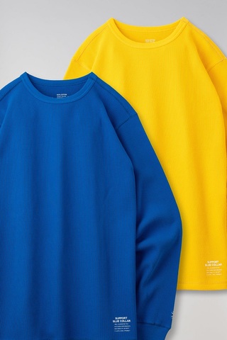 BLUCO(ブルコ)"2PAC THERMAL SHIRTS/SETIN SLEEVE (BLUE.YELLOW)"サーマルシャツ2枚組SET