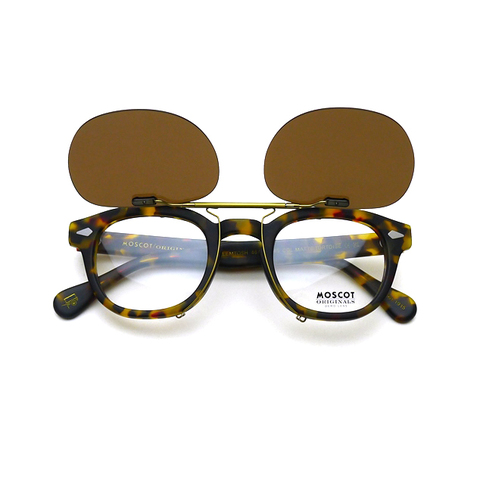 MOSCOT LEMTOSH 46サイズ対応・クリップオンサングラス / アンティークゴールド：ダークブラウン（偏光）
