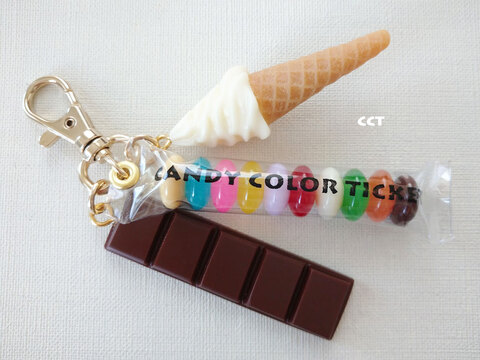 CANDY COLOR TICKET フェイクスイーツ作家様 バッグチャーム CANDY COLOR TICKET フェイクスイーツ作家様 バッグチャーム