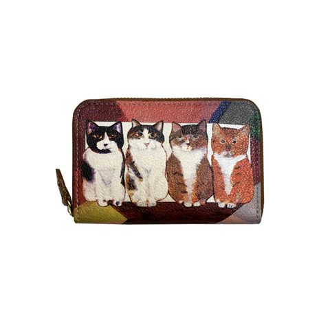 マンハッタナーズ Manhattaner's ボルドー×ベージュ×黒 メンズ 猫柄 ネクタイ マンハッタナーズ 縦型ショルダーバッグ 070-7133 見つめる ショルダー