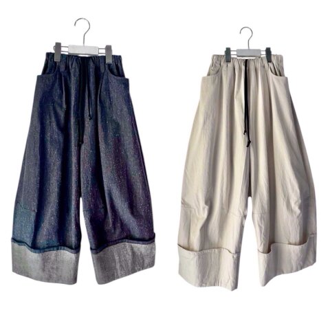 (160/f2)WIDE MACKIN DENIM PANTS(Blue、White)/frankygrow