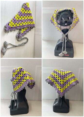 (ライトイエロー×ラベンダー×ライトグレー)お値段以上なときめき三角巾/Mog.xxx