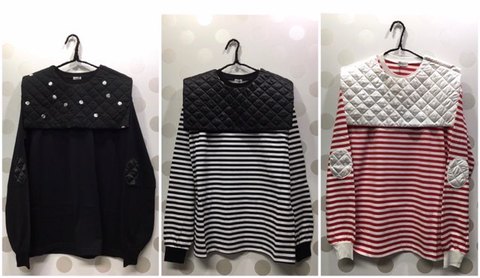 (woman) REMOVABLE QUILTING SAILOR COLLAR L/S TEE /frankygrow