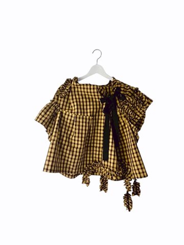 (160/f2) VARIOUS FRILL BLOUSE (YELLOW PLAID)/frankygrow