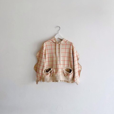 (160〜オトナ、F2) ORG.PT PLAID 2HOLE HOODIE / frankygrow