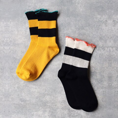(22.5-24.5cm) フラッターリブ　ショートソックス2P/靴下