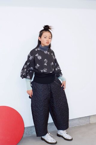 (オトナ)F1/150〜、F2/160〜　/RABBIT QUILT SCALLOPED BIG PANTS /frankygrow