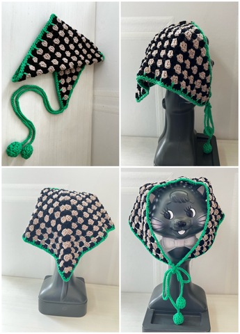 (ブラック×グレージュ×グリーン)お値段以上なときめき三角巾/Mog.xxx