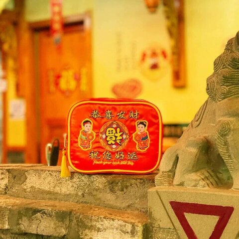 中国　スクエアポーチ　春節/selected