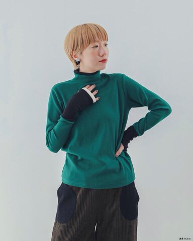 (オトナ)配色フィンガーホール　ハイネックロンTee / unica