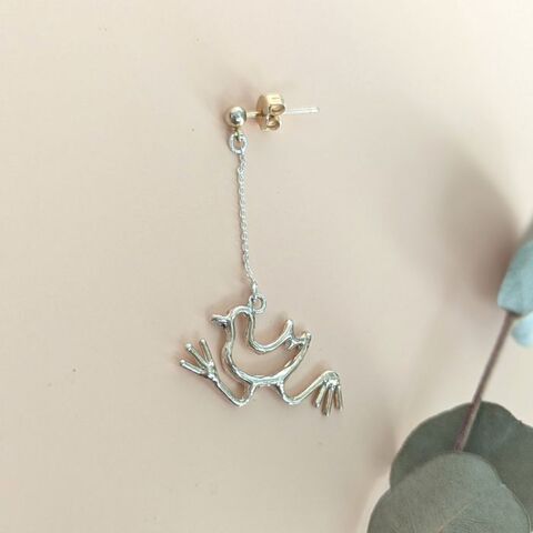 南の島の走る鳥モチーフ　*チビハラクイナ*  ※片耳売り（シルバー：ピアス・イヤリング）