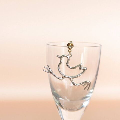 南の島の走る鳥モチーフ　*シロハラクイナ*  ※片耳売り（シルバー：ピアス・イヤリング）