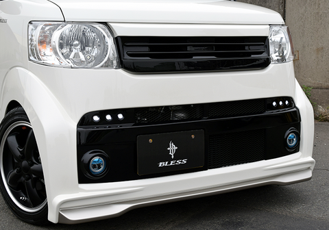 【N BOXスラッシュ】フロントバンパースポイラーVer.2／LEDライト有り（2WD車用）未塗装品
