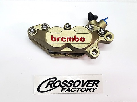 ブレンボ４ポット　40ｍｍピッチ　右用　ゴールド　カスタム仕様　ステンレステーパーボルト交換済み