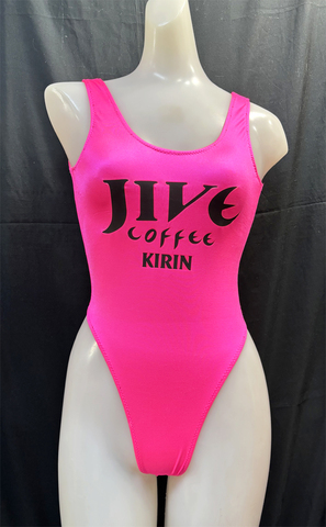 A-212r 蛍光ピンクロゴハイカットTバックレオタード　Mサイズ【絶賛販売中】