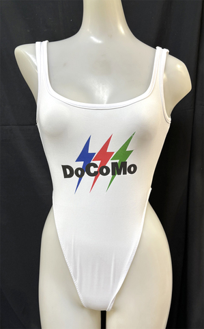 A-204r ハイカット白ロゴ入りレオタード　Mサイズ【売り切り品】