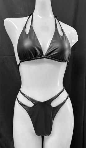 A-116z　光沢ブラック三角ビキニセット　Mサイズ