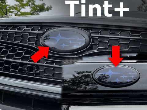 　Tint+ スバル フォレスター SJ5/SJG 後期 A/B/C/D/E型 オプショングリル交換車 前後エンブレム 用 (スモーク)