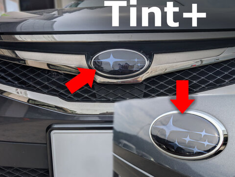 Tint+ スバル レガシィ B4 BM9/BMG/BMM 後期 D/E/F型 前後エンブレム 用 (スモーク)