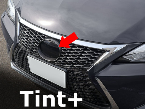 Tint+ レクサス CT200h ZWA10 前期/中期/後期 フロントエンブレム 用 前単品 (★ブラックスモーク)