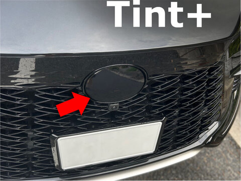Tint+ レクサス RX350/RX500h/RX450h+ TALA10/TALA15/TALH17/AALH10/AALH15/AALH16 フロントエンブレム 用 前単品 (★ブラックスモーク)