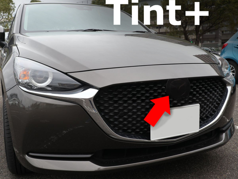 Tint+ マツダ MAZDA2/デミオ DJ3FS/DJ3AS/DJLFS/DJ5FS/DJ5AS フロントエンブレム 用 (★ブラックスモーク)