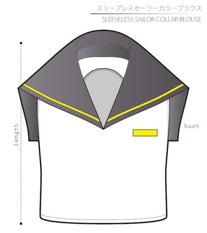 スリーブレスセーラーカラーブラウス　女性Ｍサイズ【ダウンロード型紙】