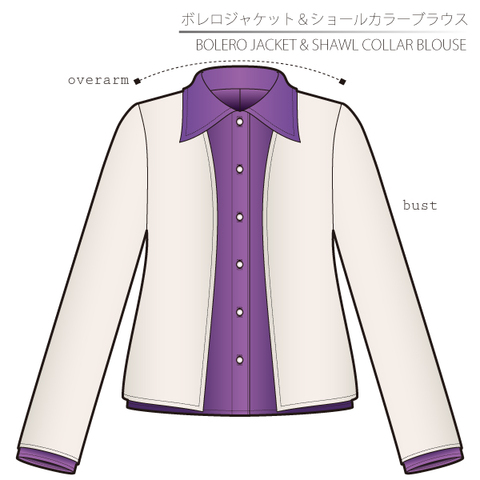 ボレロジャケット＆ブラウス　女性Ｍサイズ【ダウンロード型紙】